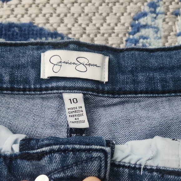 Women's Jessica Simpson White and Blue Denim Shorts Size 10 - Picture 2 of 10
